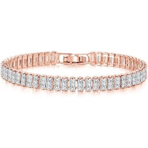 Harlorki Titanium Steel Cubic Zirconia Rhinestone Charm Tennis Bracelet Shiny Crystal Sparkling Wrist Bangle Cuff Costume Fashion Jewelry for Women Men