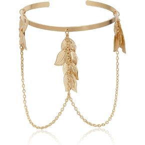 Asphire سوار الذراع العلوي الذراع الكفة سلسلة ريشة شرابة الذراع قابل للتعديل ورقة العنقودية شارة الحد الأدنى الإسورة للنساء (الذهب) in Kuwait