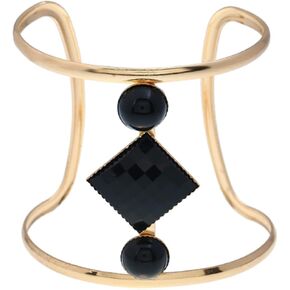 أسورة كريستالية مجوفة قابلة للتعديل على الموضة البوهيمية لامعة، مجوهرات للنساء مطلية بالذهب (أسود) in Kuwait