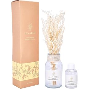 Flower Reed Diffuser Set for Home, Office, Living Room, Bedroom - Fragrance Gift Set - Bathroom Diffusers - Farmhouse Rustic Decor - Room Aroma Fresheners - French Block Scent