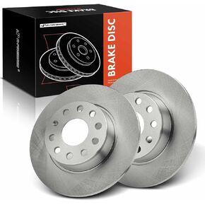 A-Premium 10.1 inch (271.8mm) Rear Solid Disc Brake Rotors Compatible with Select Volkswagen, Audi models - Jetta 2010-2014, Passat, Golf, Beetle, A3, Eos, GTI, e-Golf, A3 Quattro, 5-Stud, 2-PC Set