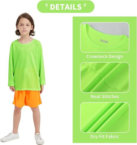4 Pack Boys Youth Kids Mesh Athletic Dry-Fit T Shirts Long Sleeve Moisture Wicking Tee Shirts Active Tops (Age 4-18) in Saudi Arabia