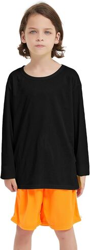 تي شيرت رياضي شبكي للأولاد والشباب مكون من 4 قطع بأكمام طويلة وماص للرطوبة (عمر 4-18) in Kuwait