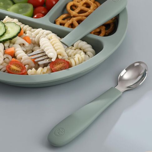 CoixFoam 8 Pieces Toddler Utensils, Toddler Safe Silverware Set With Food Grade Silicone Hanlde, 18/8 Stainless Steel, Perfect Length For New Self Feeders, Dishwasher Safe in Saudi Arabia