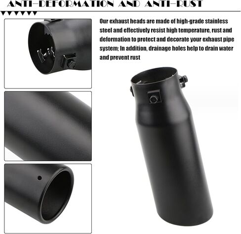 1 قطعة كاتم صوت عادم السيارة، 8.5 بوصة معدنية متينة طويلة برميل استبدال أنابيب ذيل السيارة، طرف عادم من الفولاذ المقاوم للصدأ للتركيب على معظم السيارات وسيارات السيدان والشاحنات (أسود) in Kuwait