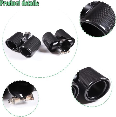 PIUGILH Real Carbon Fiber Rear&Stainless Steel End Pipe Exhaust Muffler Trim for Land Rover Defender 90 110 2020-2023 Dual Exhaust Tip Polished Muffler Tail Fit Bolt-On Double Outlet Tail Pipe in Saudi Arabia