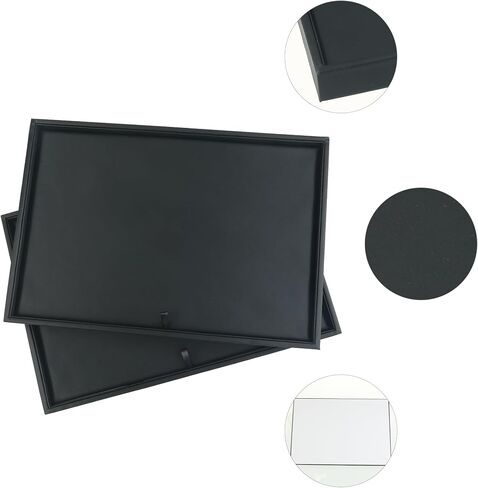 uxcell Set of 2 Stackable PU Leather Jewelry Organizer Trays with Removable Dividers for Drawers, Jewelry Organizer Drawer Inserts Storage 24 Grid Tray Black in Saudi Arabia