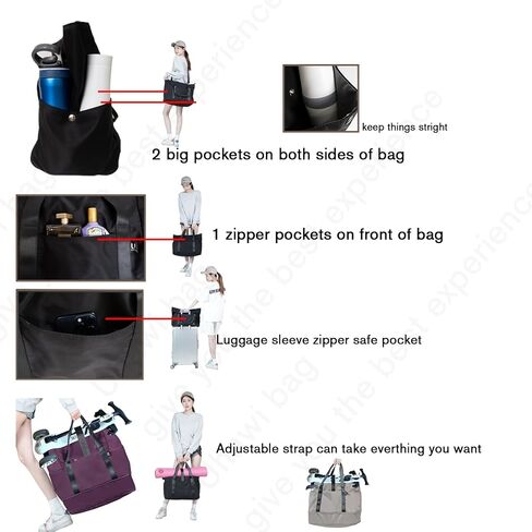 Travel Duffle Bag,Weekender Bags for Women with Big Family Shoe Bag+Buckle Toiletry Wet bag+Laptop compartment,Expandable Capacity,Gym Duffel Bag,Overnight Bag,Hospital Bags (Brown) in Kuwait