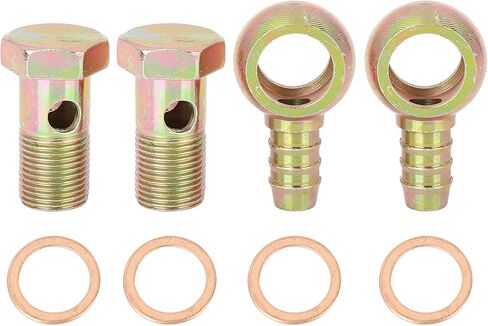 X AUTOHAUX 2 Sets 18mm Banjo Hose Barb Bolt Fittings Banjo Bolt Washer Kit Metal for Car in Saudi Arabia