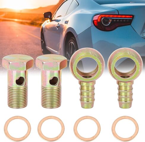 X AUTOHAUX 2 Sets 18mm Banjo Hose Barb Bolt Fittings Banjo Bolt Washer Kit Metal for Car in Saudi Arabia