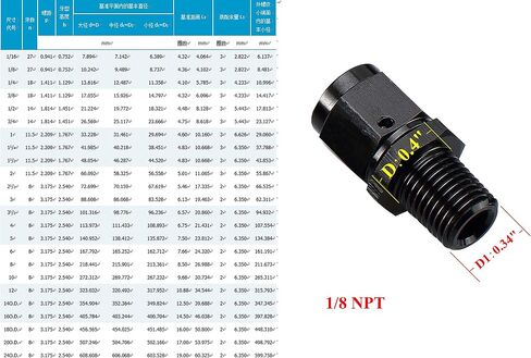 Female -4 AN Swivel to Male 1/8" NPT Thread Fuel Hose Fitting Aluminum Black in Saudi Arabia