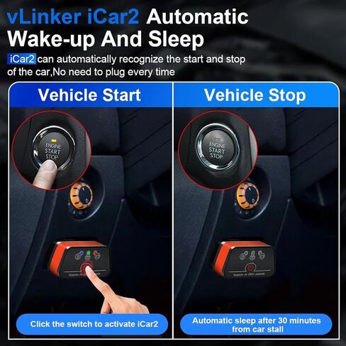 iCar2 BLE 4.0 OBD2 Bluetooth Adapter Auto Scanner Car Diagnostic Tools Engine System Diagnostic Tools for Android/iOS (Black/Orange) in Kuwait