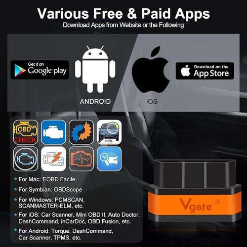 iCar2 BLE 4.0 OBD2 Bluetooth Adapter Auto Scanner Car Diagnostic Tools Engine System Diagnostic Tools for Android/iOS (Black/Orange) in Kuwait