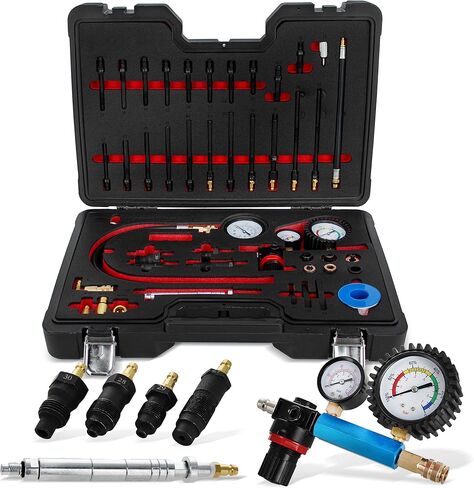 مجموعة اختبار ضغط وتسرب محرك البنزين والديزل من ABN - مجموعة أدوات قياس الضغط الشاملة لتشخيص مشكلات المحرك - تناسب معظم السيارات والشاحنات والدراجات النارية in Kuwait