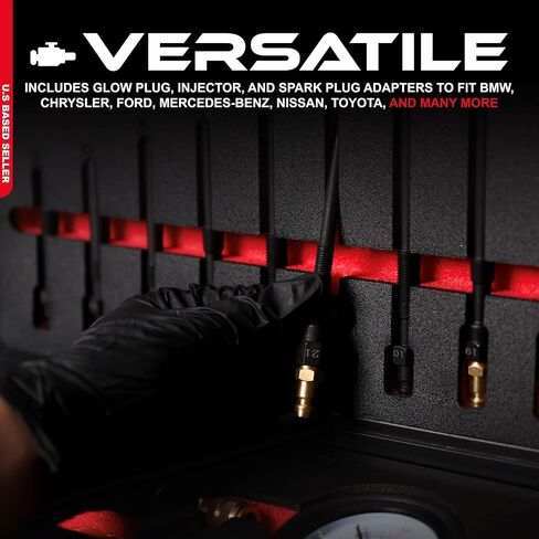 مجموعة اختبار ضغط وتسرب محرك البنزين والديزل من ABN - مجموعة أدوات قياس الضغط الشاملة لتشخيص مشكلات المحرك - تناسب معظم السيارات والشاحنات والدراجات النارية in Kuwait