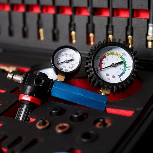 مجموعة اختبار ضغط وتسرب محرك البنزين والديزل من ABN - مجموعة أدوات قياس الضغط الشاملة لتشخيص مشكلات المحرك - تناسب معظم السيارات والشاحنات والدراجات النارية in Kuwait