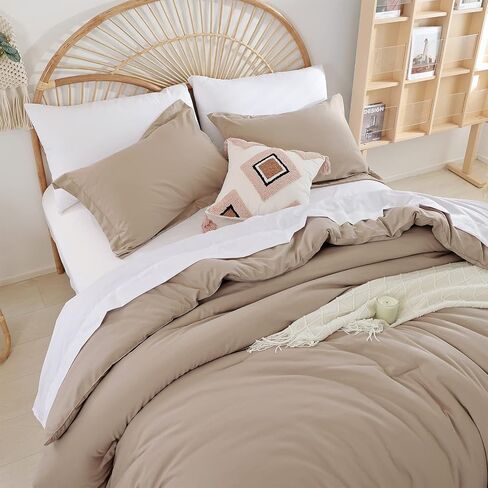 weigelia Full Size Bed in a Bag 7 PCS Taupe Comforter Sets - Soft Lightweight Full Bed Comforter Set for Women and Men Reversible Soft Warm Microfiber Comforter for All Season in Saudi Arabia