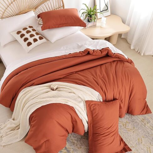 weigelia Full Size Bed in a Bag 7 PCS Taupe Comforter Sets - Soft Lightweight Full Bed Comforter Set for Women and Men Reversible Soft Warm Microfiber Comforter for All Season in Saudi Arabia