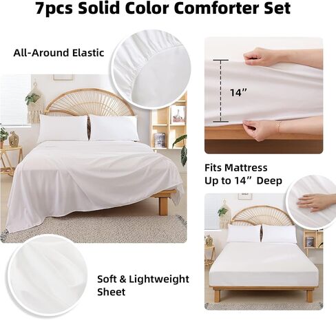 weigelia Full Size Bed in a Bag 7 PCS Taupe Comforter Sets - Soft Lightweight Full Bed Comforter Set for Women and Men Reversible Soft Warm Microfiber Comforter for All Season in Saudi Arabia