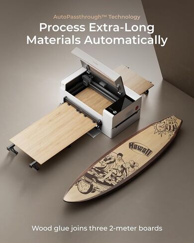 xTool P2 55W CO2 Laser Cutter, Smart Desktop CO2 Laser Engraver and Cutter Machine, Dual Smart 16MP Cameras, Curved Surface Engraving, Create with Wood and Metal Acrylic Glass Fabric Leather (White) in Kuwait
