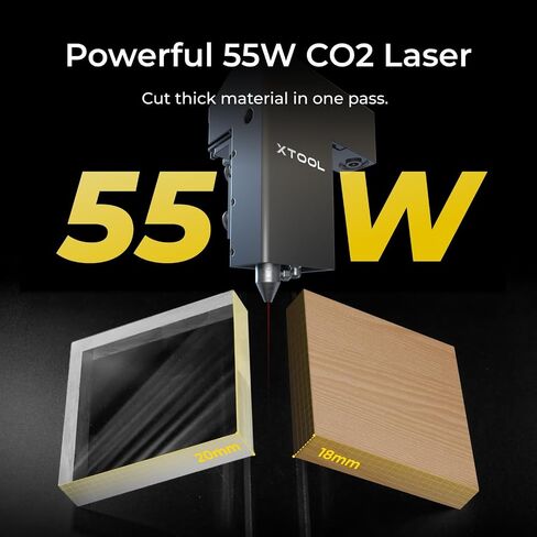xTool P2 55W CO2 Laser Cutter, Smart Desktop CO2 Laser Engraver and Cutter Machine, Dual Smart 16MP Cameras, Curved Surface Engraving, Create with Wood and Metal Acrylic Glass Fabric Leather (White) in Kuwait