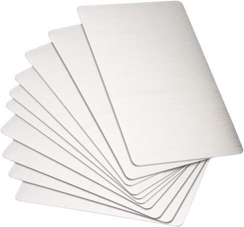 uxcell Blank Metal Card 88x53x0.4mm Brushed 201 Stainless Steel Plate for DIY Laser Printing Engraving Silver Tone 10 Pcs in Saudi Arabia