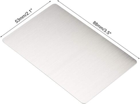 uxcell Blank Metal Card 88x53x0.4mm Brushed 201 Stainless Steel Plate for DIY Laser Printing Engraving Silver Tone 10 Pcs in Saudi Arabia