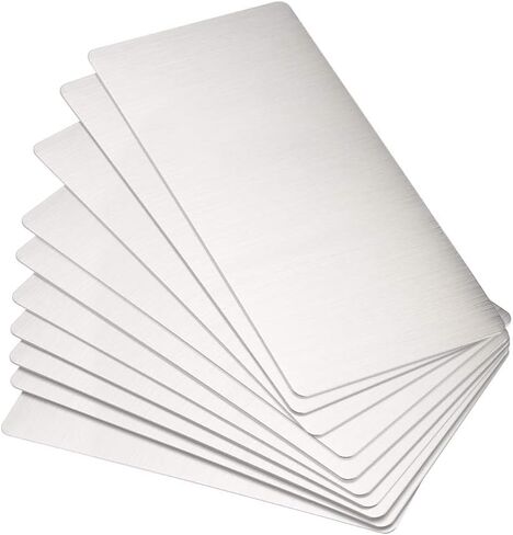 uxcell Blank Metal Card 88x53x0.4mm Brushed 201 Stainless Steel Plate for DIY Laser Printing Engraving Silver Tone 10 Pcs in Saudi Arabia