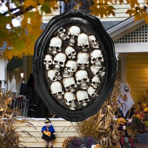 MUMTOP Halloween Skull Decorations, Halloween Spooky Skull Heads Resin Wall Sculptures Hanging Gothic Wall Decorations for Halloween Indoor Outdoor Party Home Decor in Saudi Arabia