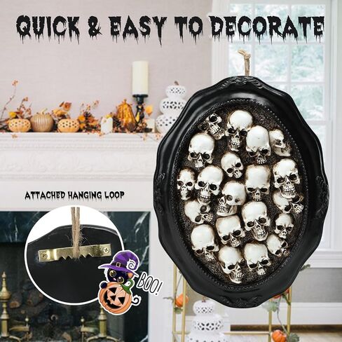 MUMTOP Halloween Skull Decorations, Halloween Spooky Skull Heads Resin Wall Sculptures Hanging Gothic Wall Decorations for Halloween Indoor Outdoor Party Home Decor in Saudi Arabia