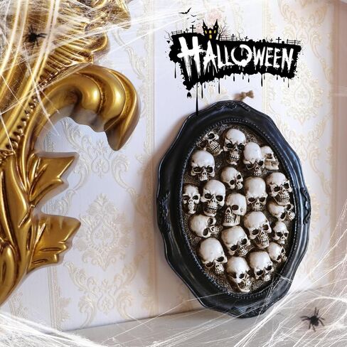 MUMTOP Halloween Skull Decorations, Halloween Spooky Skull Heads Resin Wall Sculptures Hanging Gothic Wall Decorations for Halloween Indoor Outdoor Party Home Decor in Saudi Arabia