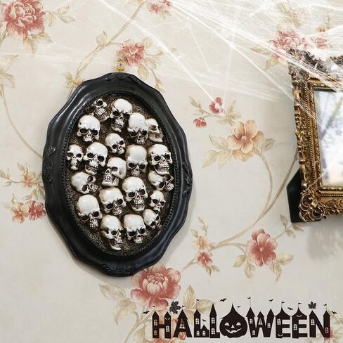 MUMTOP Halloween Skull Decorations, Halloween Spooky Skull Heads Resin Wall Sculptures Hanging Gothic Wall Decorations for Halloween Indoor Outdoor Party Home Decor in Saudi Arabia