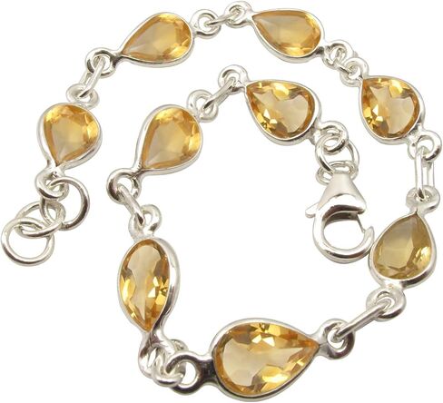 سوار من الفضة الإسترليني الخالصة عيار 925 على شكل قطرة سيترين جوهرة ميلاد نوفمبر مقاس 8.3 بوصة in Kuwait