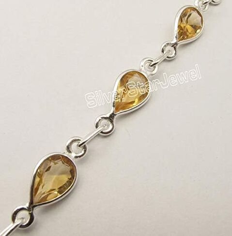 سوار من الفضة الإسترليني الخالصة عيار 925 على شكل قطرة سيترين جوهرة ميلاد نوفمبر مقاس 8.3 بوصة in Kuwait