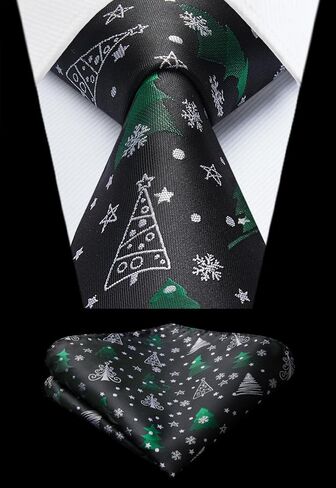 Enlision Mens Christmas Suit Vest Xmas Holiday Tree Snowflake Vest Tie Pocket Square Set Jacquard Waistcoat Party in Kuwait