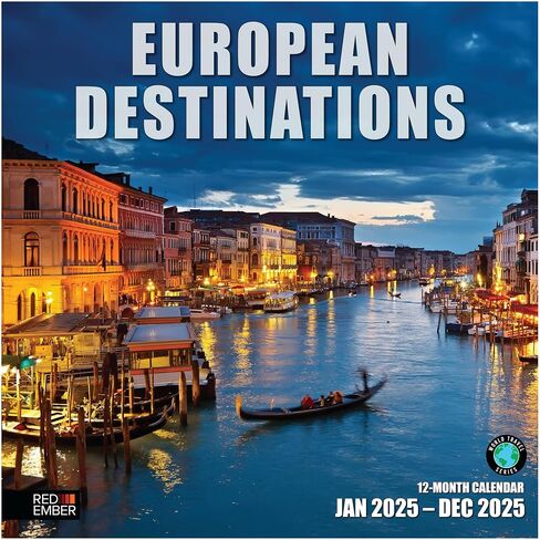 RED EMBER European Destinations | 12" x 24" Open | Thick & Sturdy Paper | Giftable | Calendar 2026 in Saudi Arabia