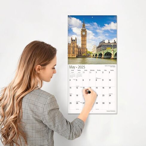 RED EMBER European Destinations | 12" x 24" Open | Thick & Sturdy Paper | Giftable | Calendar 2026 in Saudi Arabia