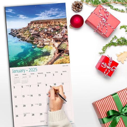 RED EMBER European Destinations | 12" x 24" Open | Thick & Sturdy Paper | Giftable | Calendar 2026 in Saudi Arabia