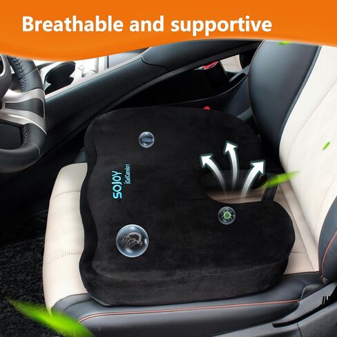 وسادة كرسي مكتب Sojoy، وسادة مقعد السيارة من إسفنج الذاكرة الفحمي، الورك وعرق النسا والعصعص، وسادة مقعد لتخفيف آلام أسفل الظهر للمكتب، الكرسي، مقعد السيارة in Kuwait