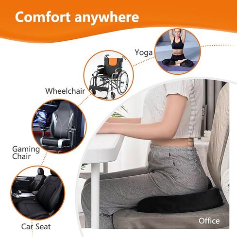 وسادة كرسي مكتب Sojoy، وسادة مقعد السيارة من إسفنج الذاكرة الفحمي، الورك وعرق النسا والعصعص، وسادة مقعد لتخفيف آلام أسفل الظهر للمكتب، الكرسي، مقعد السيارة in Kuwait