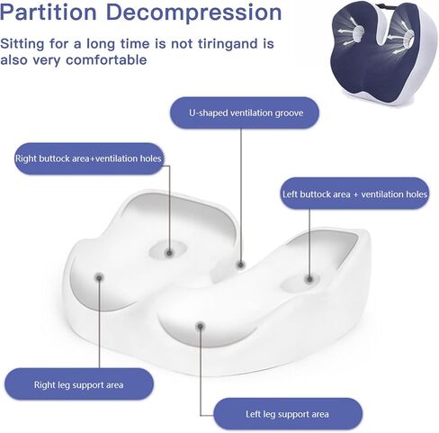 Seat Cushion for Tailbone Pain Relief and Pressure Relief,Memory Foam Seat Cushions for Office Chairs Increases Seating Comfort,Seat Cushion for Sciatica Pain Relief for Office,Car,Desk Chair (Black) in Saudi Arabia