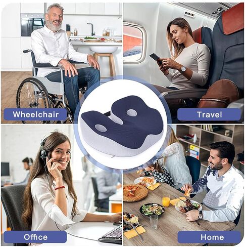 Seat Cushion for Tailbone Pain Relief and Pressure Relief,Memory Foam Seat Cushions for Office Chairs Increases Seating Comfort,Seat Cushion for Sciatica Pain Relief for Office,Car,Desk Chair (Black) in Saudi Arabia