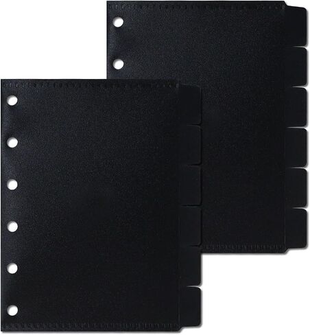 Koqye 2 Sets A7 Cash Envelope with Tabs, Binder Dividers with Pockets, 6-Hole Pouched Index Dividers with Tabs for Personal A7 Budgeting Binder Organizer (Black) in Saudi Arabia