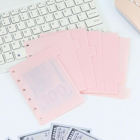 مجموعتان من مظاريف النقود مقاس A7 من Koqye مع علامات التبويب، وفواصل المجلدات مع جيوب، وفواصل الفهرس المحشوة بـ 6 فتحات مع علامات التبويب لمنظم مجلد الميزانية الشخصي A7 (أسود) in Kuwait