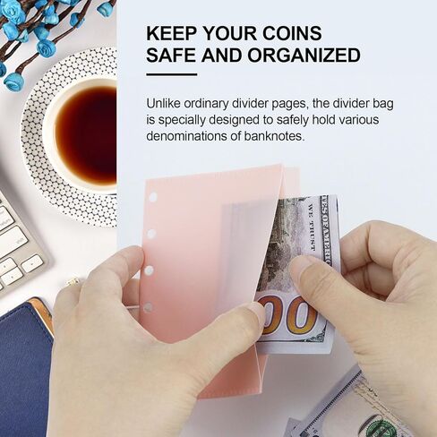 مجموعتان من مظاريف النقود مقاس A7 من Koqye مع علامات التبويب، وفواصل المجلدات مع جيوب، وفواصل الفهرس المحشوة بـ 6 فتحات مع علامات التبويب لمنظم مجلد الميزانية الشخصي A7 (أسود) in Kuwait