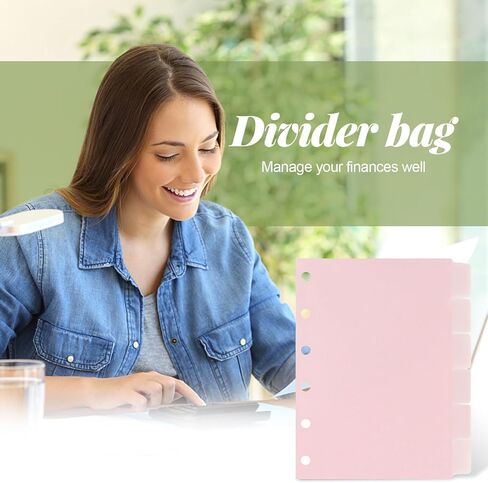 مجموعتان من مظاريف النقود مقاس A7 من Koqye مع علامات التبويب، وفواصل المجلدات مع جيوب، وفواصل الفهرس المحشوة بـ 6 فتحات مع علامات التبويب لمنظم مجلد الميزانية الشخصي A7 (أسود) in Kuwait