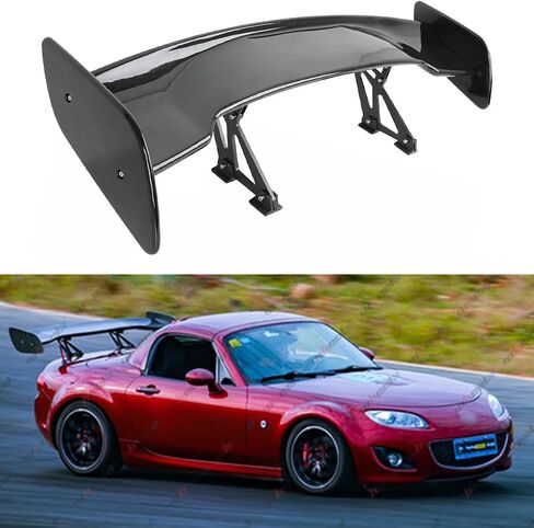 جناح خلفي عالمي مقاس 47 بوصة طراز GT، زاوية قابلة للتعديل لجناح RacetrackTrunk متوافق مع Mazda Miata Chevy Corvette Camaro Nissan Lexus Toyota Honda Ford Mustang Scion (أسود لامع) in Saudi Arabia