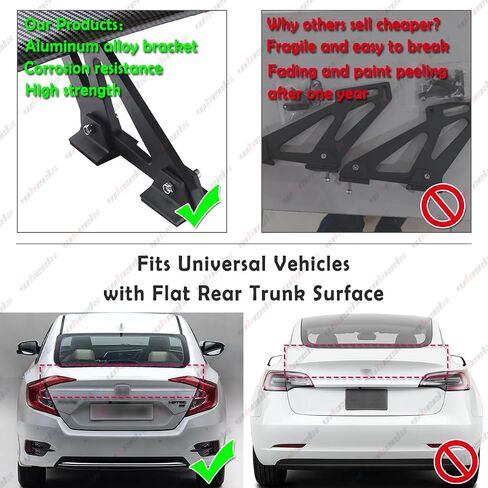 جناح خلفي عالمي مقاس 47 بوصة طراز GT، زاوية قابلة للتعديل لجناح RacetrackTrunk متوافق مع Mazda Miata Chevy Corvette Camaro Nissan Lexus Toyota Honda Ford Mustang Scion (أسود لامع) in Saudi Arabia
