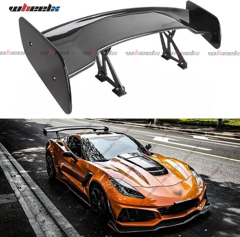 جناح خلفي عالمي مقاس 47 بوصة طراز GT، زاوية قابلة للتعديل لجناح RacetrackTrunk متوافق مع Mazda Miata Chevy Corvette Camaro Nissan Lexus Toyota Honda Ford Mustang Scion (أسود لامع) in Saudi Arabia