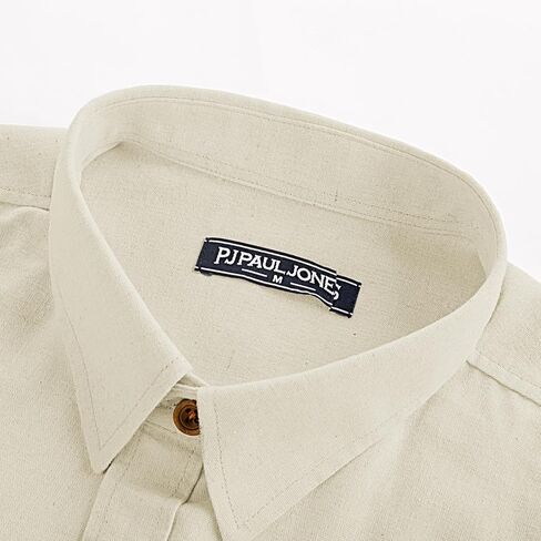 PJ PAUL JONES Men's Linen Shirts Casual Button Down Long Sleeve Shirt Lightweight Beach Shirt with Pocket in Saudi Arabia